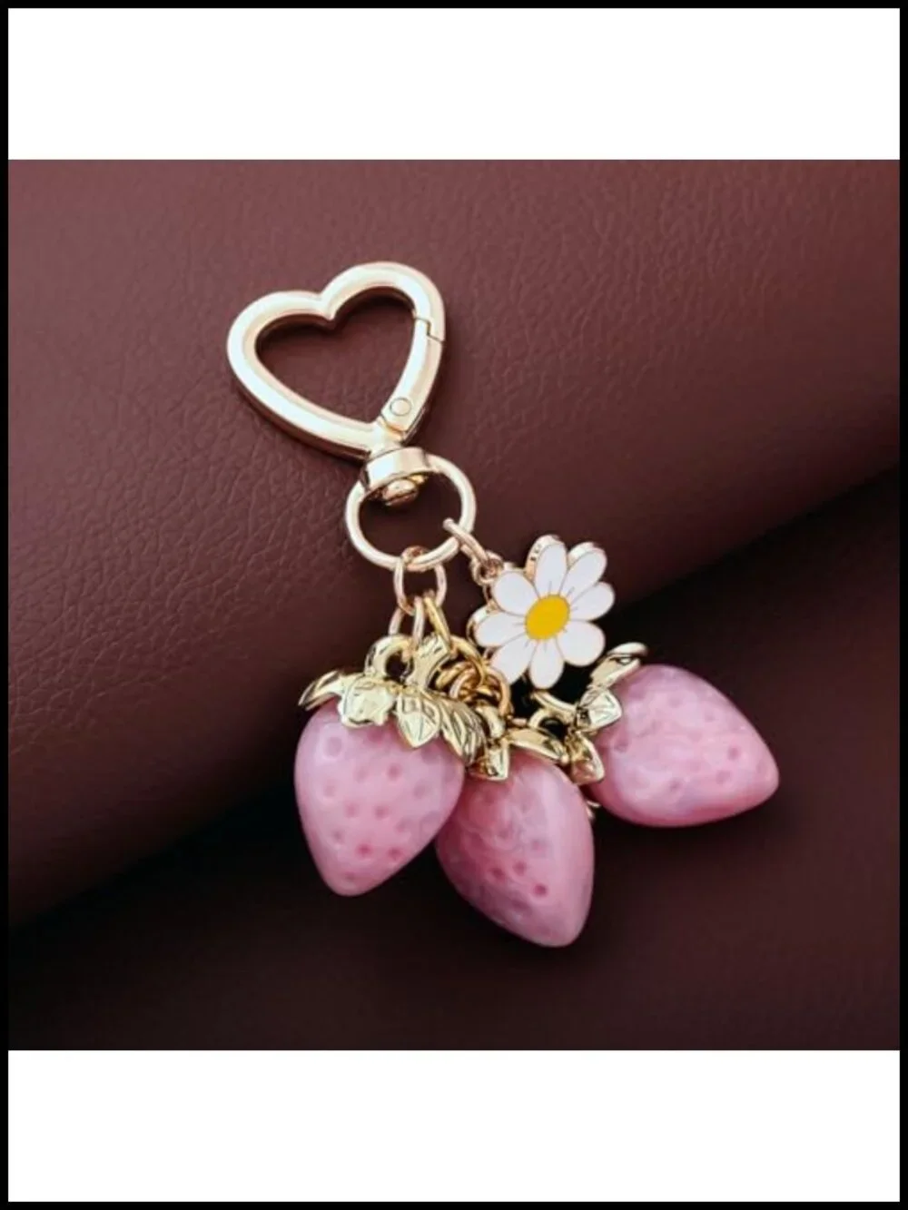 Cute Strawberry Keychain Bag Purse Charm Kawaii Flower Daisy Accessory Gifts